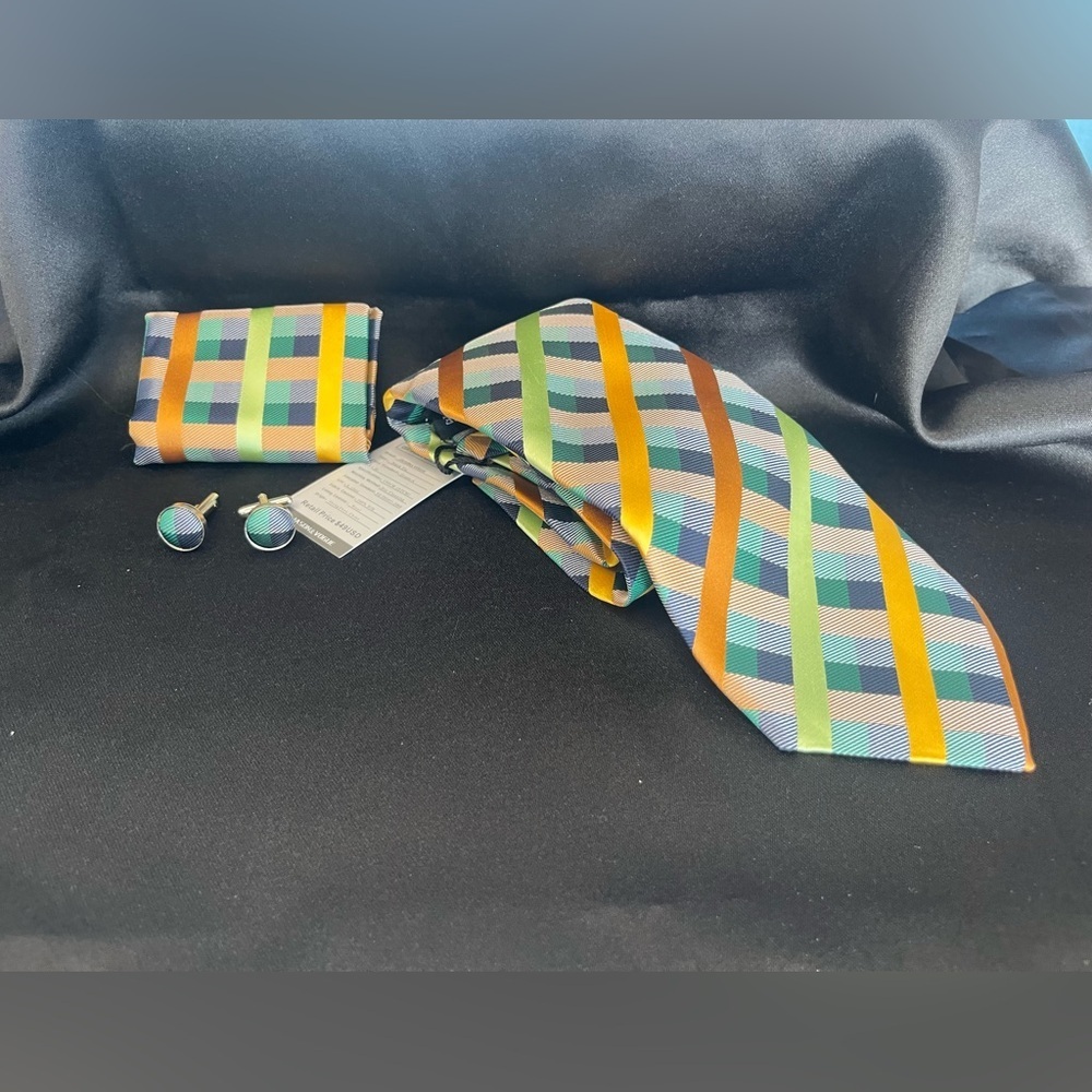 Stylish Multicolor Plaid Tie Set